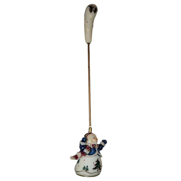 Home Interiors Snowman Christmas Holiday Candle Snuffer Gold-tone Resin 9 in - Picture 2 of 8